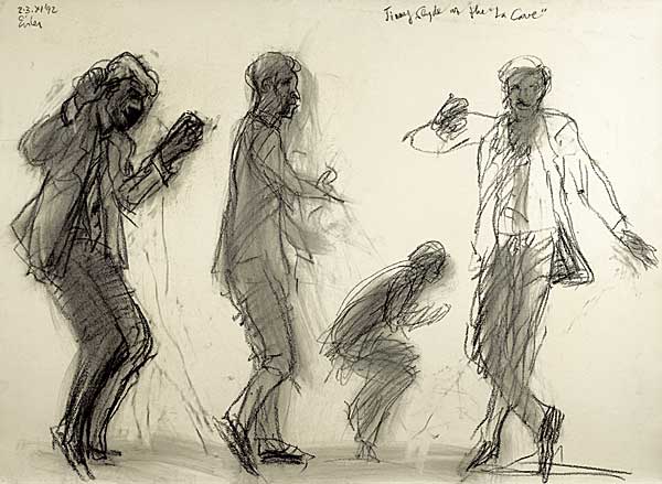 Zeichnung singender und tanzender Menschen
