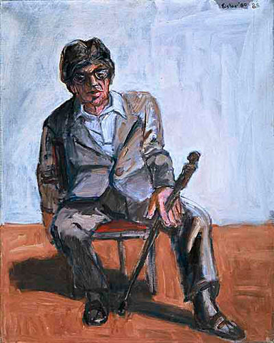 Portrait Erich Fried auf Sessel sitzend